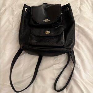 COACH Mini Black Pebbled Leather Backpack